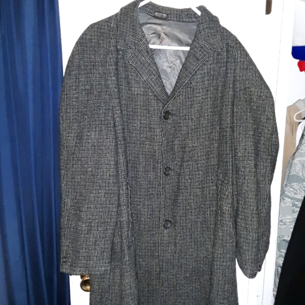 Vintage Harris Tweed Scottish Wool Overcoat Men's Fall Winter